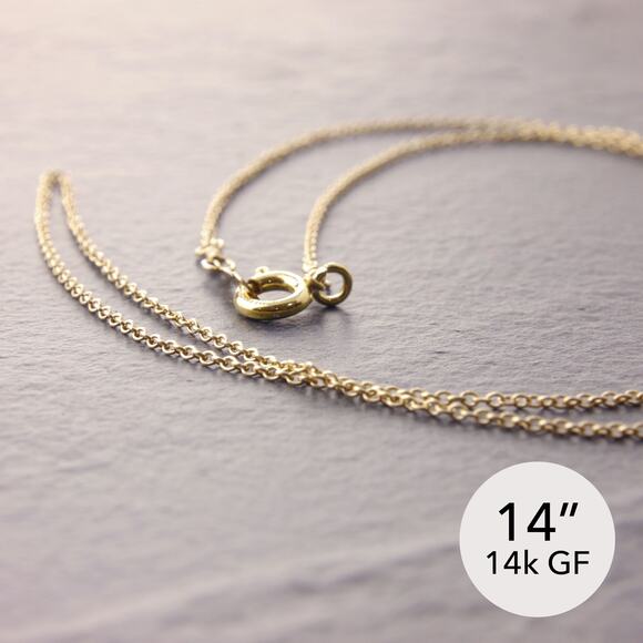 14" Dainty Chain Necklace, delicate chain, gold choker, layering (265-1gd-sp) - Picture 1 of 6